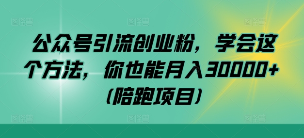 公众号引流创业粉，学会这个方法，你也能月入30000+ (陪跑项目)-王总副业网