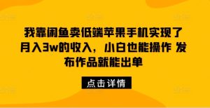 我靠闲鱼卖低端苹果手机实现了月入3w的收入,小白也能操作 发布作品就能出单-王总副业网