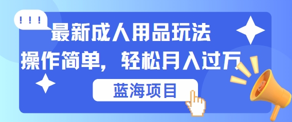 最新成人用品项目玩法，操作简单，动动手，轻松日入几百-王总副业网