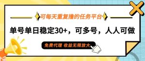 可每天重复撸的任务平台,单号单日稳定30+,可多号,可团队,提现秒到账-王总副业网