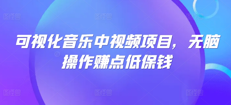 可视化音乐中视频项目，无脑操作赚点低保钱-王总副业网