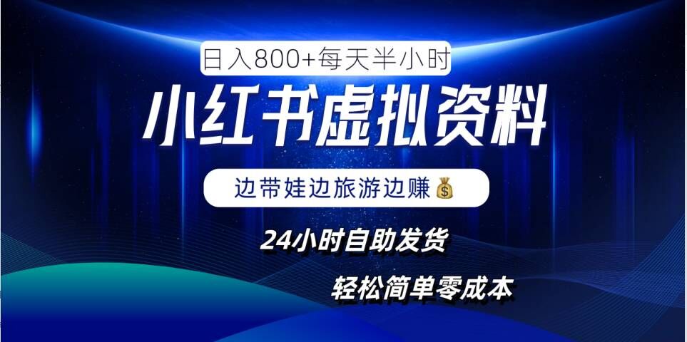 小红书虚拟资料项目，日入8张，简单易操作，24小时网盘自动发货，零成本，轻松玩赚副业-王总副业网