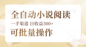 全自动小说阅读,纯脚本运营,可批量操作,时间自由,小白轻易上手,日收益300+-王总副业网