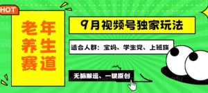 视频号最新玩法,老年养生赛道一键原创,多种变现渠道,可批量操作-王总副业网