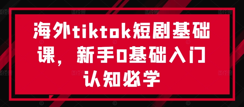 海外tiktok短剧基础课，新手0基础入门认知必学-王总副业网