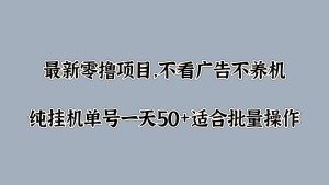 最新零撸项目,不看广告不养机,纯挂机单号一天50+适合批量操作-王总副业网