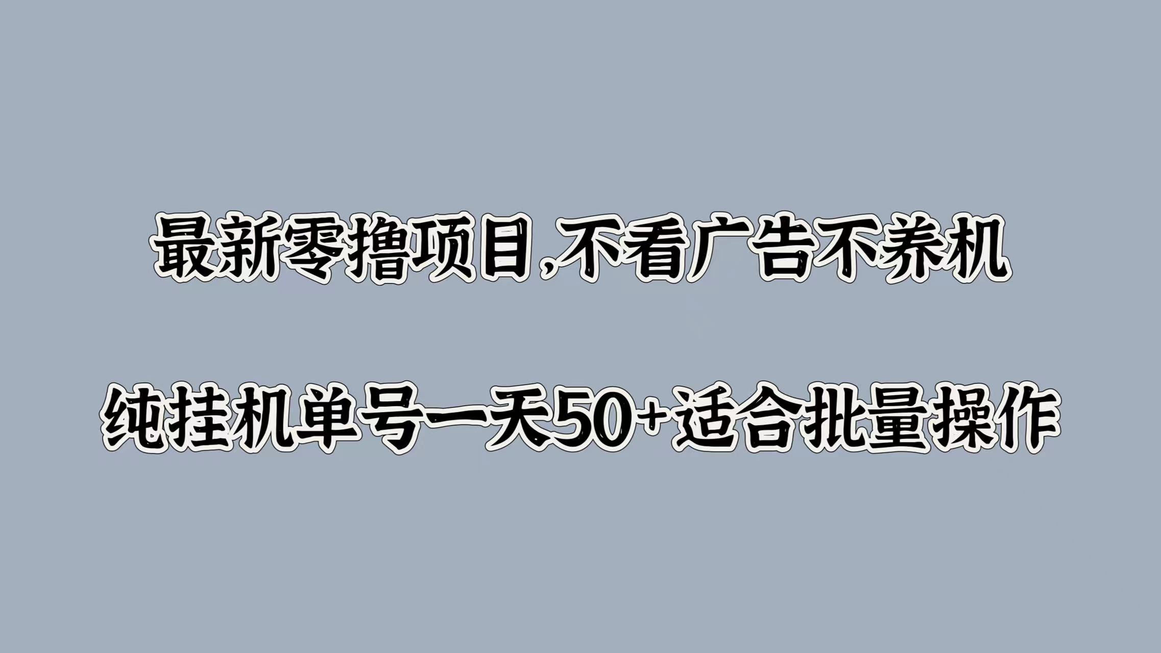 最新零撸项目，不看广告不养机，纯挂机单号一天50+适合批量操作-王总副业网