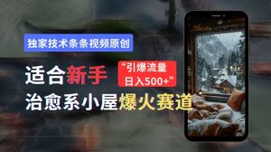 适合新手的治愈系小屋爆火赛道,小白快速上手,独家技术条条视频原创,引爆流量-王总副业网