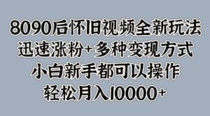 8090后怀旧视频全新玩法,迅速涨粉+多种变现方式,小白新手都可以操作-王总副业网
