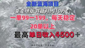 靠卖绝版书籍月入10W+,一单99-199,一天平均20单以上,最高收益日入4500+-王总副业网