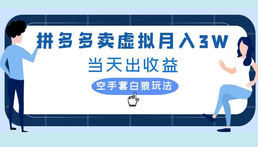 拼多多虚拟项目，单人月入3W+，实操落地项目-王总副业网