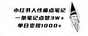 小红书人性痛点笔记,一条笔记点赞3W+,单日变现1k-王总副业网