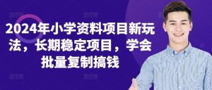 2024年小学资料项目新玩法,长期稳定项目,学会批量复制搞钱-王总副业网