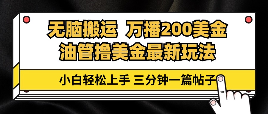 油管无脑搬运撸美金玩法教学，万播200刀，三分钟一篇帖子，小白轻松上手-王总副业网