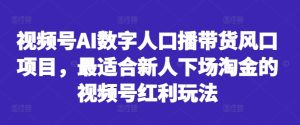视频号AI数字人口播带货风口项目,最适合新人下场淘金的视频号红利玩法-王总副业网
