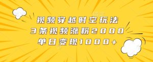 视频穿越时空玩法,3条视频涨粉2000,单日变现1k-王总副业网