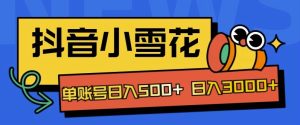 独家抖音小雪花项目,单账号日入500+-王总副业网