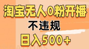 2024淘宝无人0粉公域开播,不违规,轻松日入500+-王总副业网