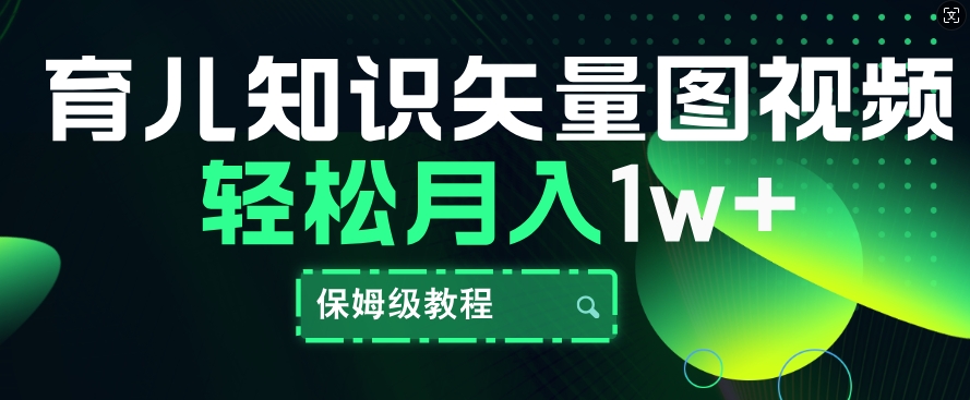 育儿知识矢量图视频，条条爆款，保姆级教程，月入1w-王总副业网