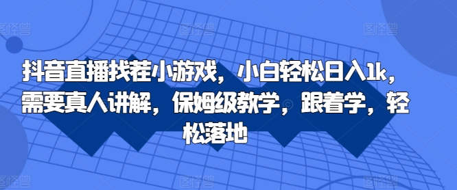 抖音直播找茬小游戏，小白轻松日入1k，需要真人讲解，保姆级教学，跟着学，轻松落地-王总副业网