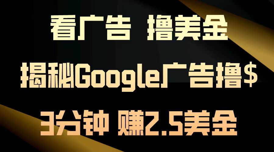 看广告，撸美金！3分钟赚2.5美金！日入200美金不是梦！揭秘Google广告撸美金全攻略-王总副业网