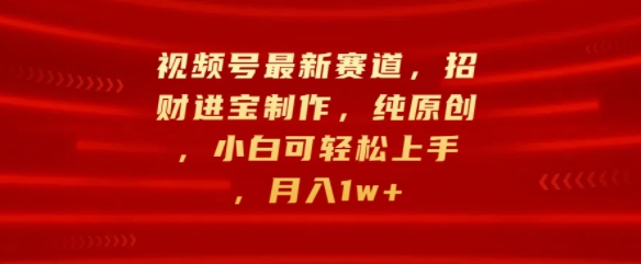 视频号最新赛道，招财进宝制作，纯原创，小白可轻松上手，月入1w+-王总副业网