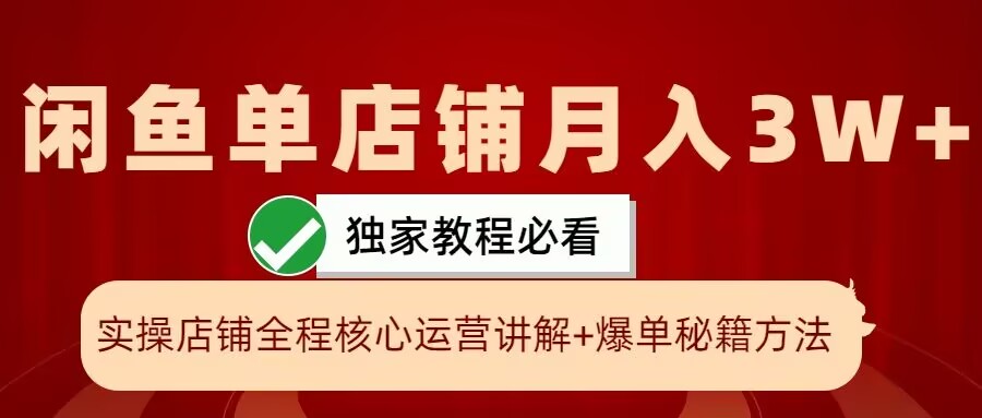 闲鱼单店铺月入3W+实操展示，爆单核心秘籍，一学就会-王总副业网