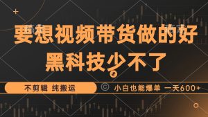 抖音视频带货最暴力玩法,利用黑科技 不剪辑 纯搬运,小白也能爆单,日入600+-王总副业网