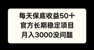 每天收益保底50+,官方长期稳定项目,月入3000没问题-王总副业网