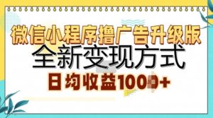 微信小程序撸广告升级版,全新变现方式,日均收益1k-王总副业网