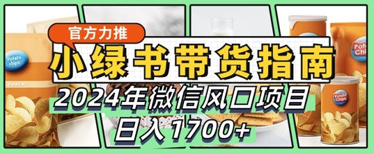 小绿书带货完全教学指南，2024年10月微信风口项目，日入1.7k-王总副业网