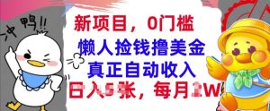 懒人捡钱撸美金,最新项目,每月过W+无脑操作,真正自动收入-王总副业网