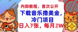 下载音乐撸美金,冷门项目,每月1W+懒人捡钱,3分钟学会-王总副业网