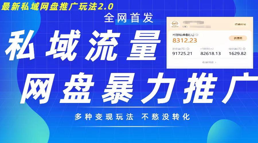 最新暴力私域网盘拉新玩法2.0，多种变现模式，并打造私域回流，轻松日入500+-王总副业网