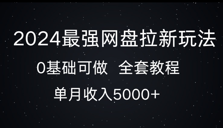 2024最强网盘拉新玩法，0基础可做，单月收入5000+-王总副业网