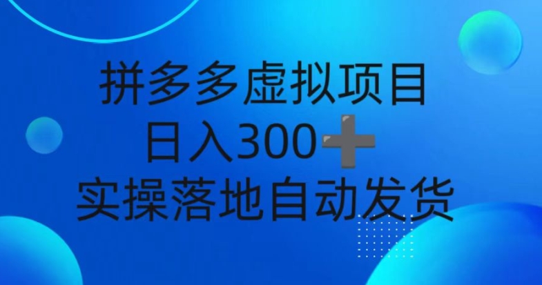 拼多多虚拟项目，新人日入300+，自动发货，实操落地可批量放大-王总副业网