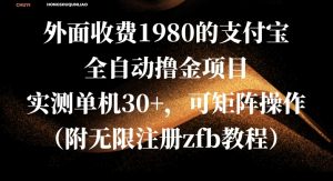 外面收费1980的支付宝全自动撸金项目,实测单机30+,可矩阵操作(附无限注册zfb教程)-王总副业网