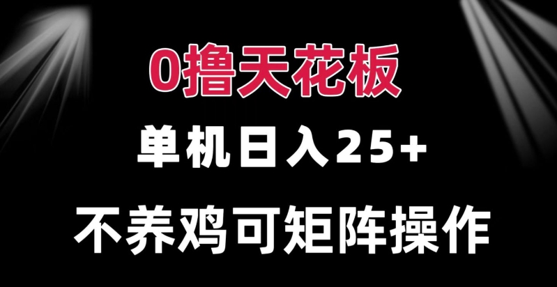 0撸单机日入25+ 可批量操作 无需养鸡 长期稳定 做了就有-王总副业网