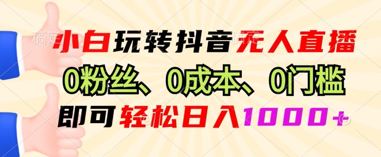 抖音小程序无人直播，0粉也可做，不违规不限流，小白一看就会-王总副业网