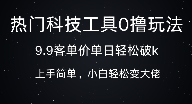 科技工具0撸玩法，9.9客单价单日轻松破k，小白轻松变大佬-王总副业网