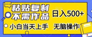 粘贴复制,无需作品,日入500+,小白当天上手,无脑操作-王总副业网