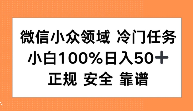 微信小众领域冷门特定任务，小白100%日入50+，正规安全靠谱-王总副业网