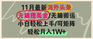 海外头条,无脑搬运撸美金,小白轻松上手,可矩阵操作,轻松月入1W+-王总副业网
