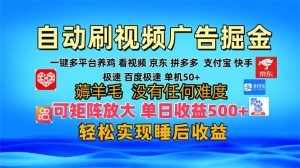 多平台 自动看视频 广告掘金,当天变现,收益300+,可矩阵放大操作-王总副业网