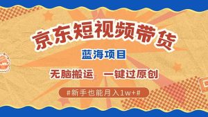 最新京东短视频蓝海带货项目,无需剪辑无脑搬运,一键过原创,有手就能操作-王总副业网