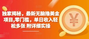 独家揭秘,最新无脑撸美金项目,零门槛,单日收入轻松多张 附详细实操-王总副业网