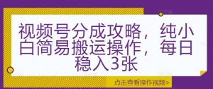 视频号分成攻略,纯小白简易搬运操作,每日稳入300+-王总副业网