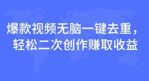 爆款视频无脑一键去重,轻松二次创作赚取收益-王总副业网