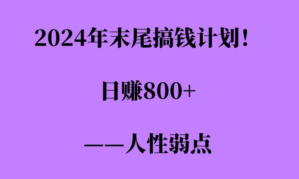 2024年末尾搞钱计划，男粉项目，人性弱点，日入多张-王总副业网