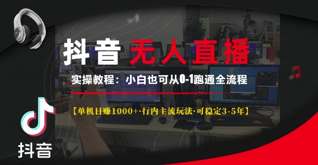 抖音无人直播实操教程【单机日入1k+行内主流玩法可稳定3-5年】小白也可从0-1跑通全流程-王总副业网